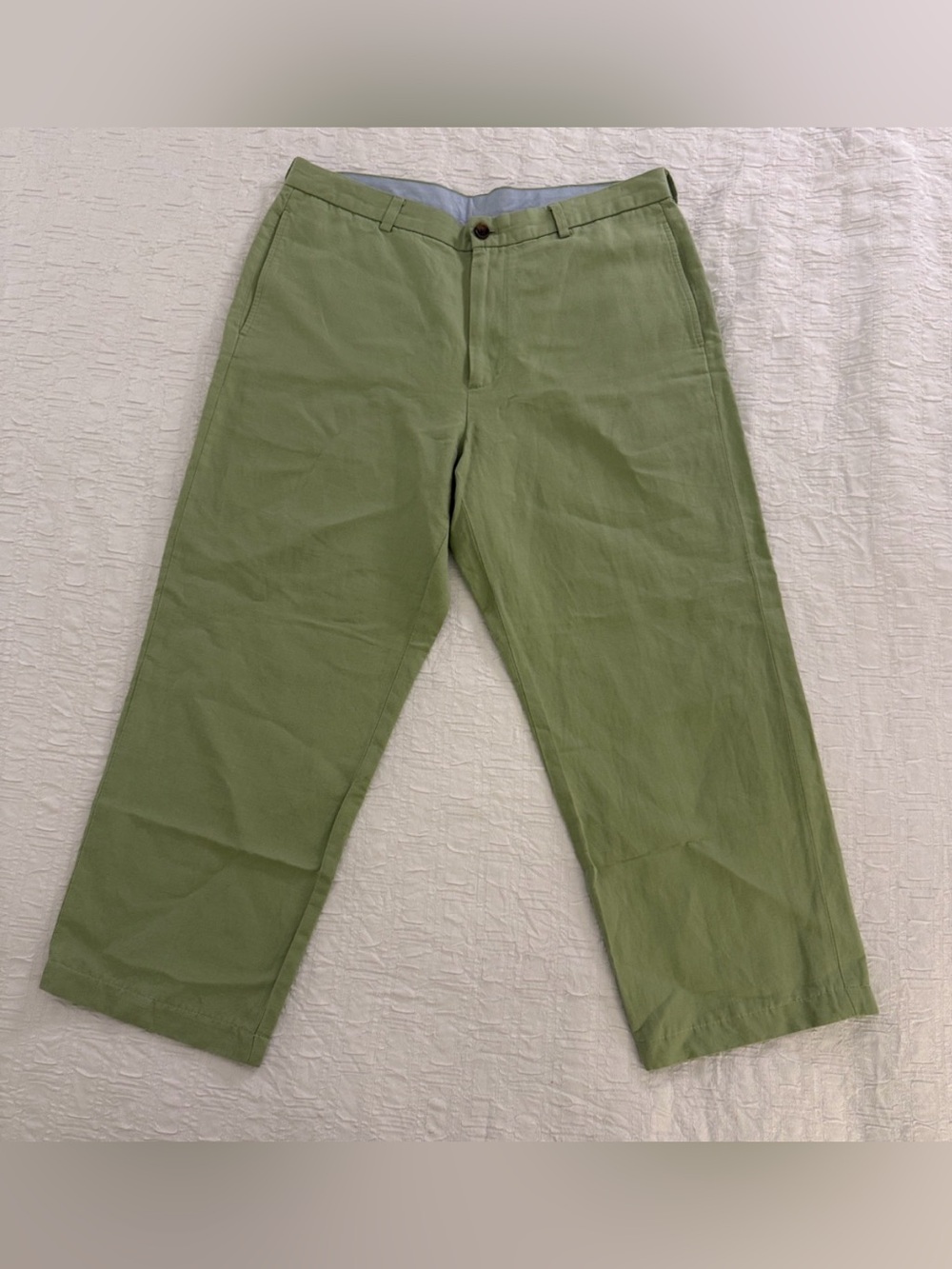 Men's Brooks Brothers Celery Green Casual Linen Blend Trouser Pants 36x30